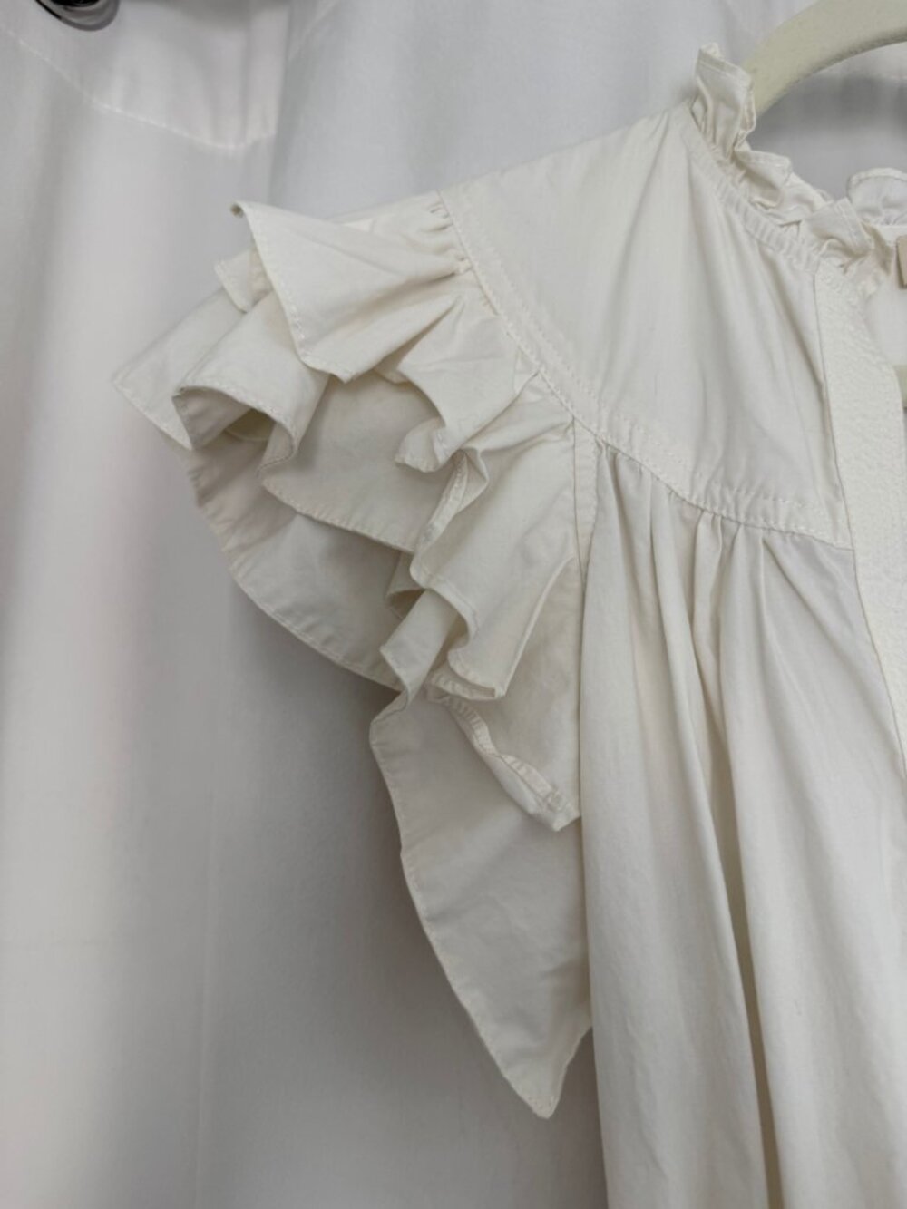 Ulla Johnson Lulua Dress Bone Ivory Cotton Ruffle Tiered Mini Dress Size 4 - Picture 5 of 10